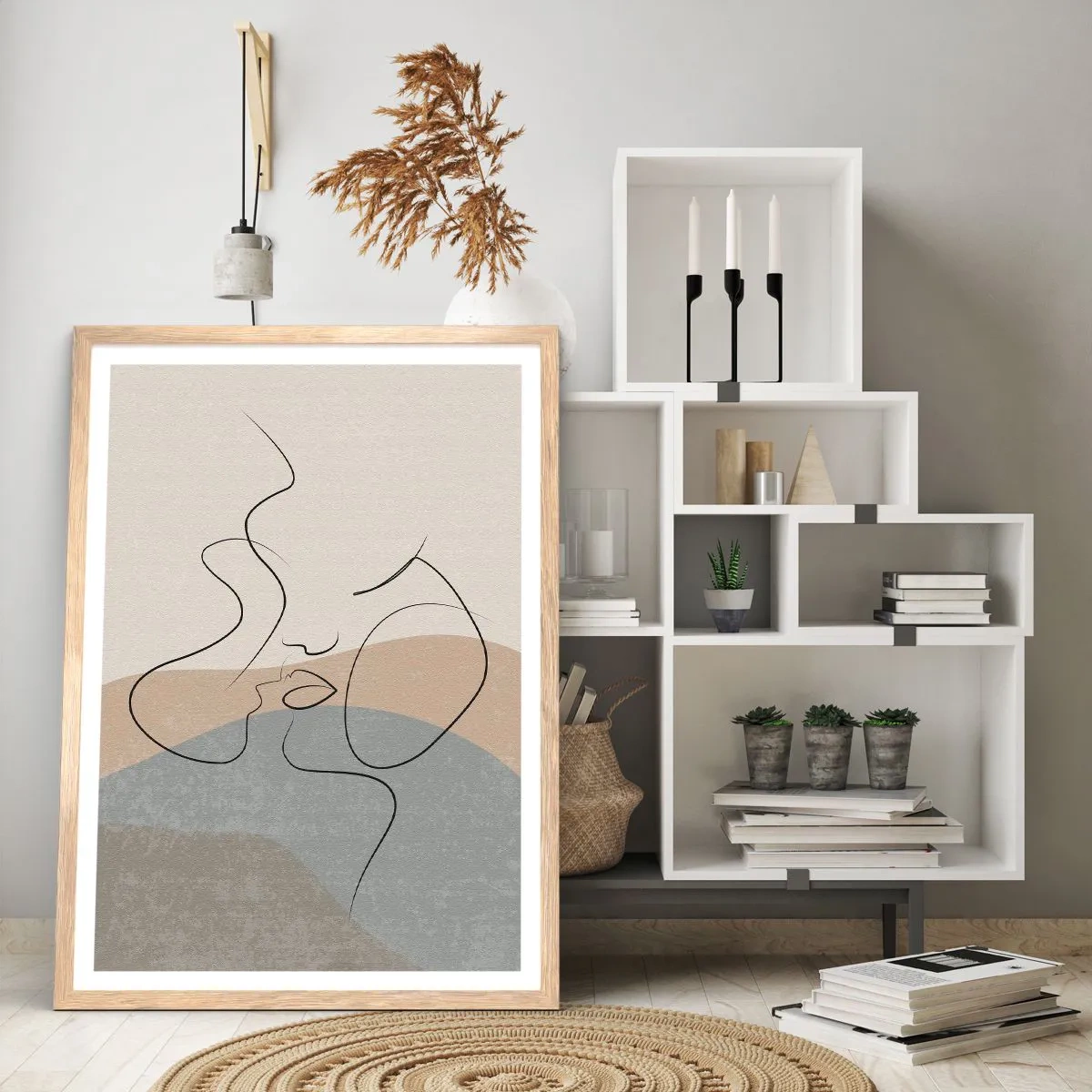 Plakat i ramme af lyst egetræ - Som et penselstrøg - 30x40 cm