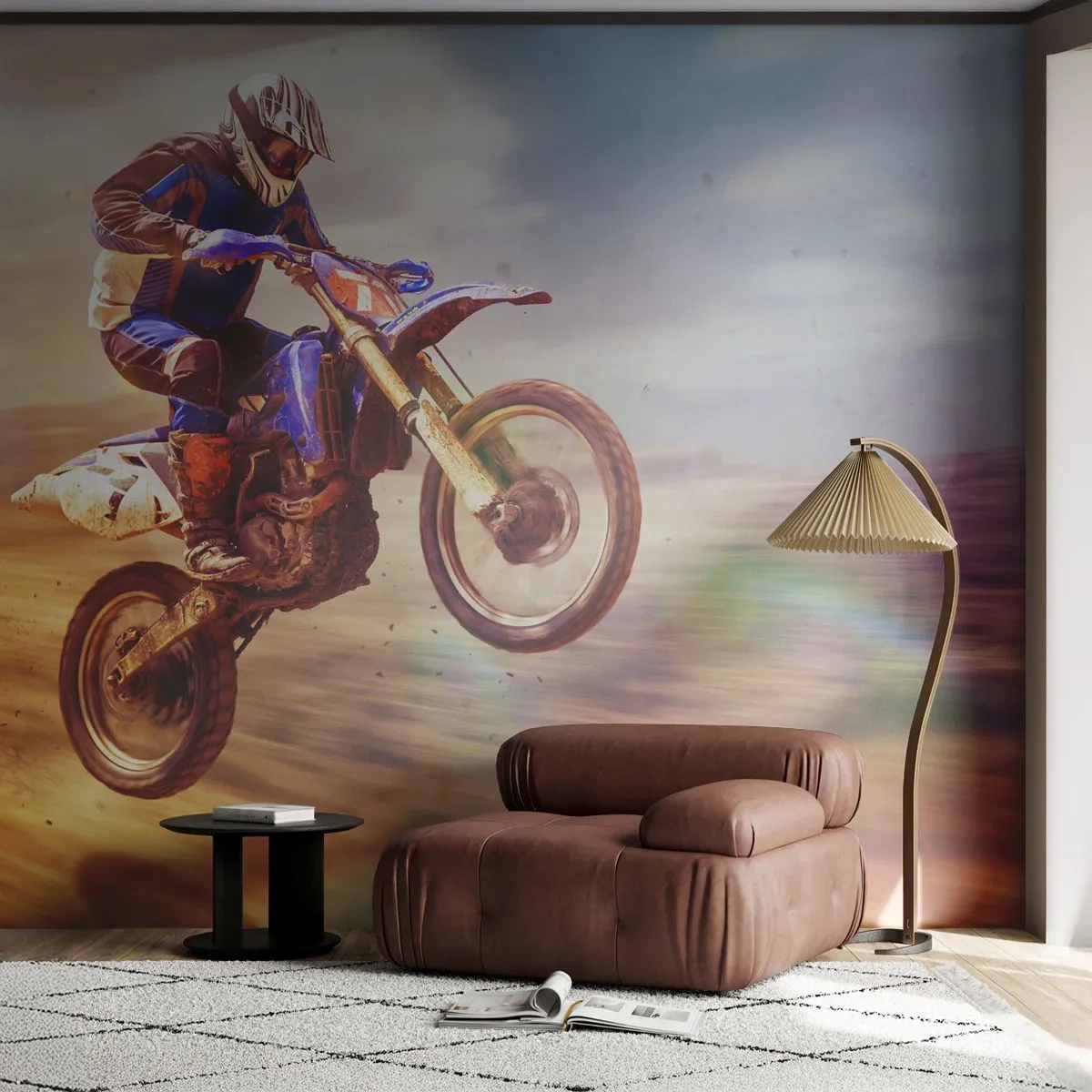 Fototapet Premium Sand - Svimmelhed på motorcykel - Motocross, Sport, Motorcyklist - 100x70 cm