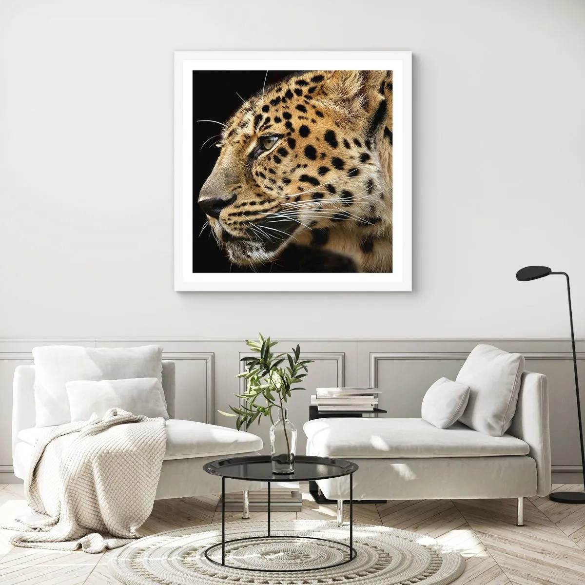 Plakat i hvid ramme - Rolig, fokuseret, klar - 40x40 cm