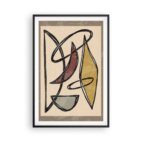 Plakat i sort ramme - Komposition - buer og ovaler - 61x91 cm