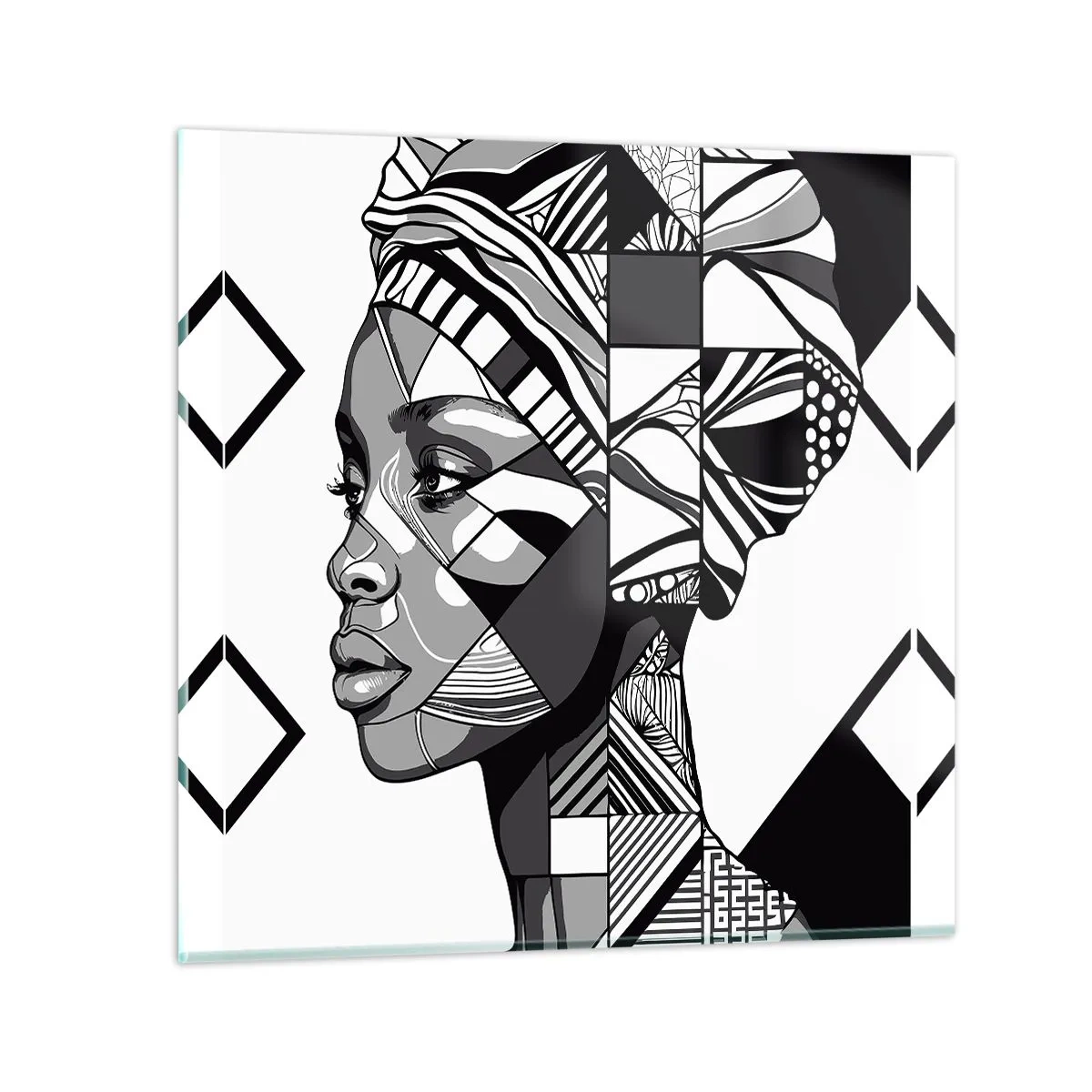 Billede på glas - Etnisk portræt - 70x70 cm