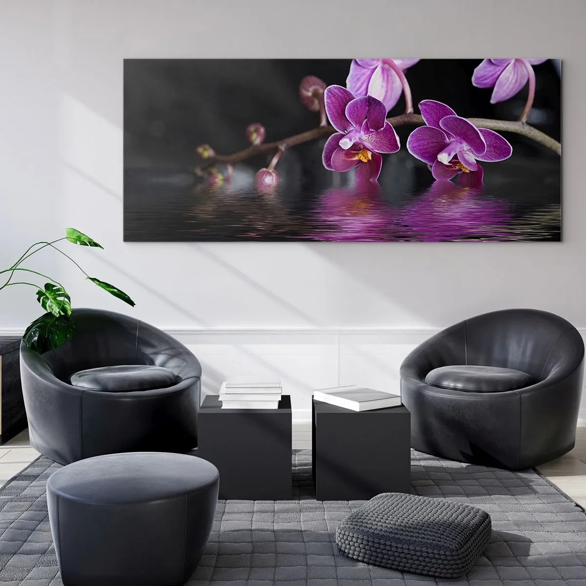 Billede på glas - En lilla afspejling af skønhed - 90x30 cm