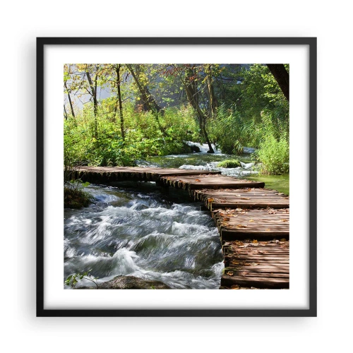 Plakat i sort ramme - Over en skummende kaskade - 50x50 cm