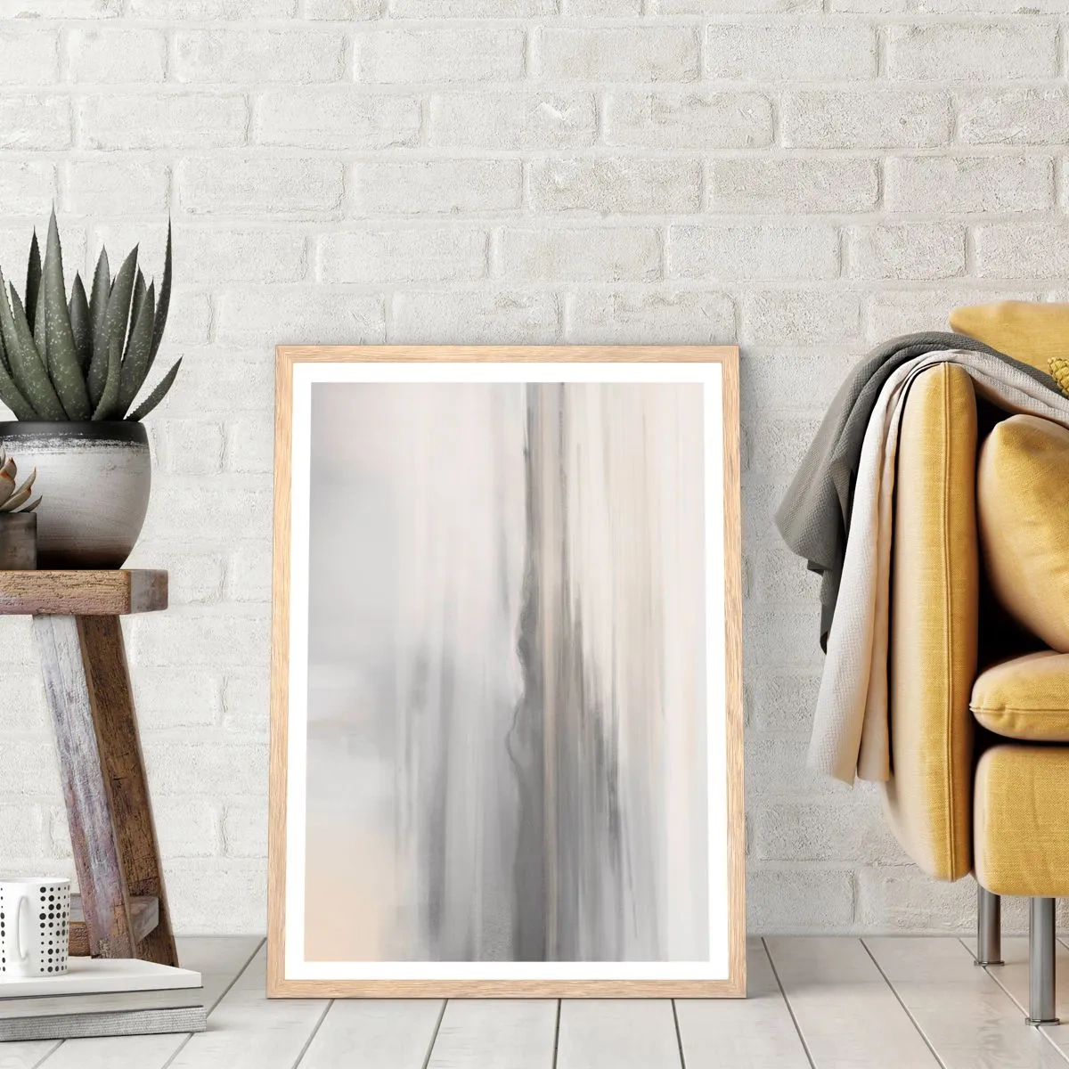 Plakat i ramme af lyst egetræ - En tankevækkende afstand - 30x40 cm