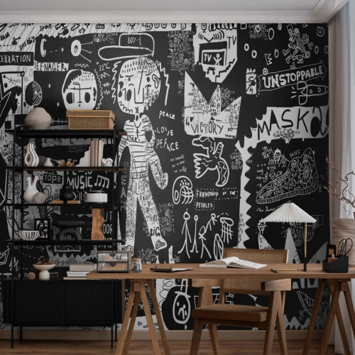 Fototapet på mål Premium Canvas - Den åndelige ungdom med lov og glæde - Graffiti, Stykke, Moderne mønster