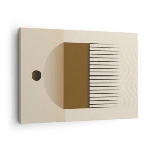 Lærredstryk - Billede på lærred - Abstrakt geometrisk komposition i beige og brune toner - 70x50cm - Forskellige stater - Moderne vægdekoration til stue og soveværelse ARTTOR