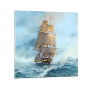 Billede på glas - Bølgende gennem bølgerne - 40x40 cm