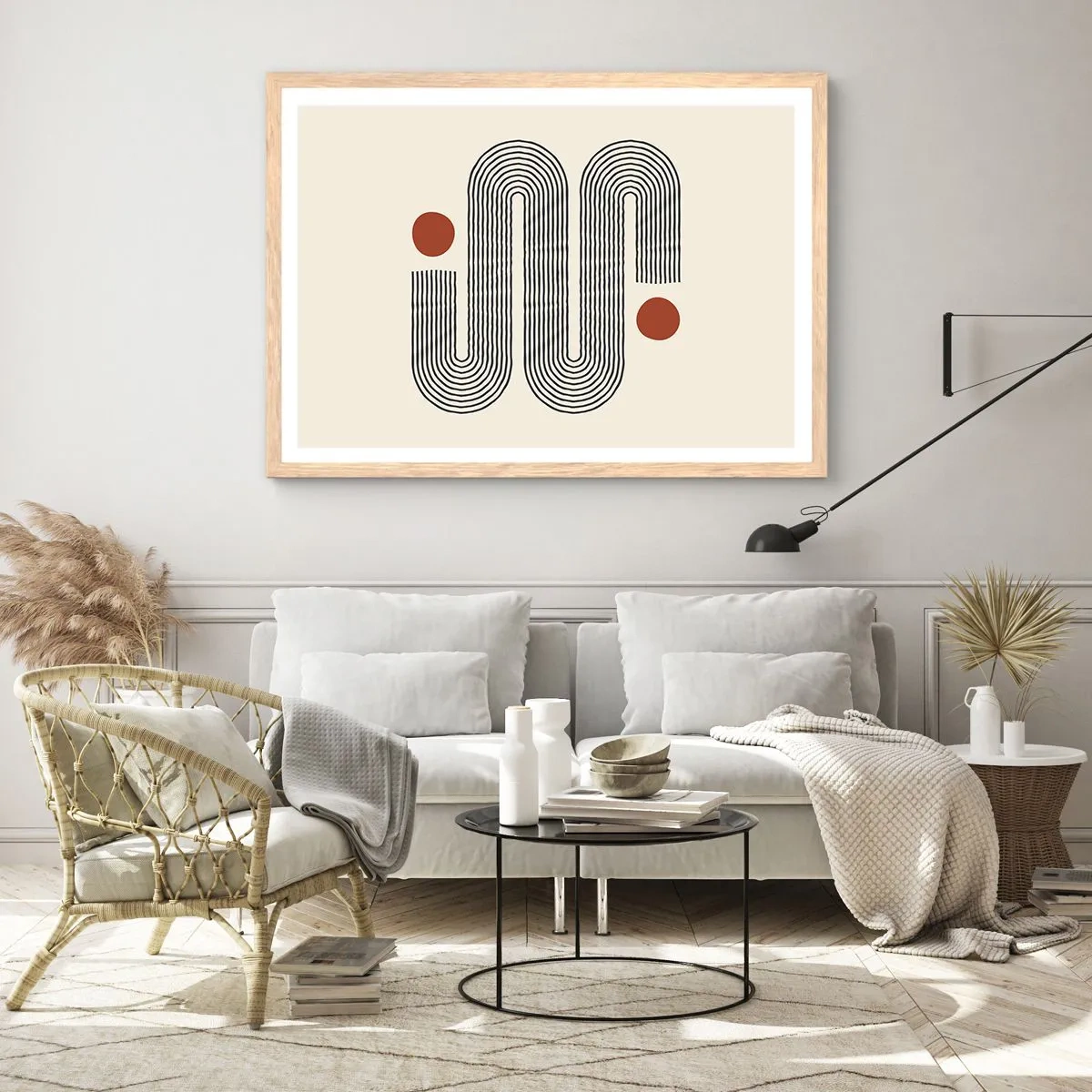 Plakat i ramme af lyst egetræ - Fra start til slut - 70x50 cm
