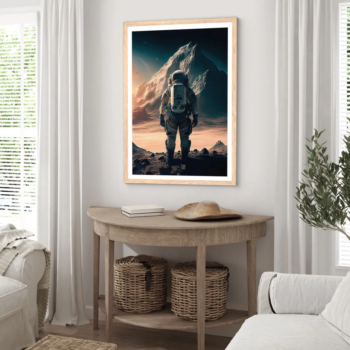 Plakat i ramme af lyst egetræ - En ny udfordring - 61x91 cm