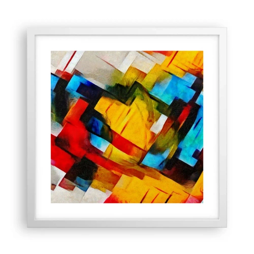 Plakat i hvid ramme - Flerfarvet lagdeling - 40x40 cm