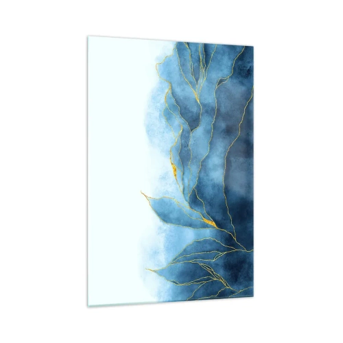 Billede på glas - Blå i guld - 70x100 cm