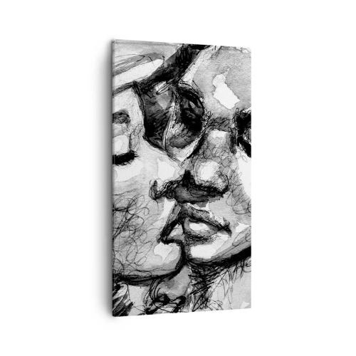 Lærredstryk - Billede på lærred - Et ømt øjeblik - 45x80 cm