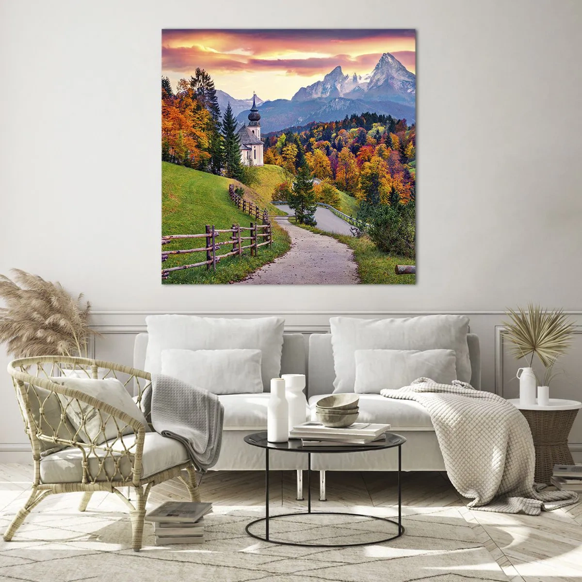 Billede på glas - Landskab som maleri - 50x50 cm