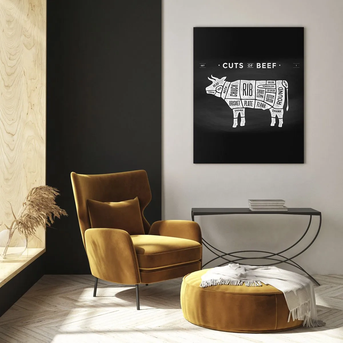 Billede på glas - Slagterens grundbog - 50x70 cm