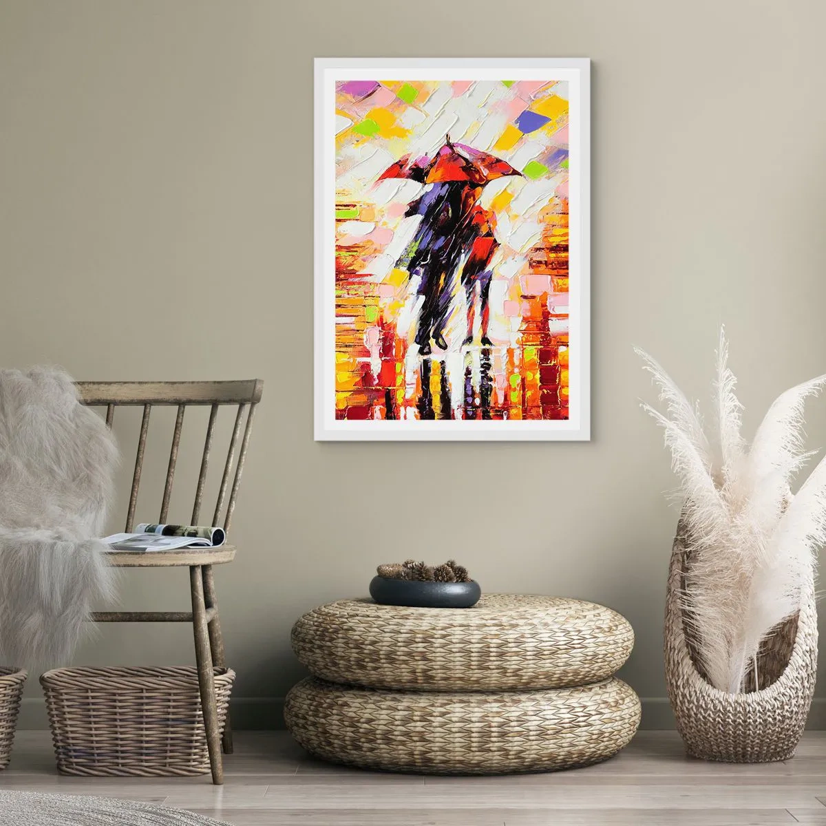 Plakat i hvid ramme - Sammen gennem natten og regnen - 30x40 cm