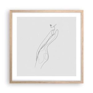 Plakat i ramme af lyst egetræ - Næppe et løfte - 50x50 cm