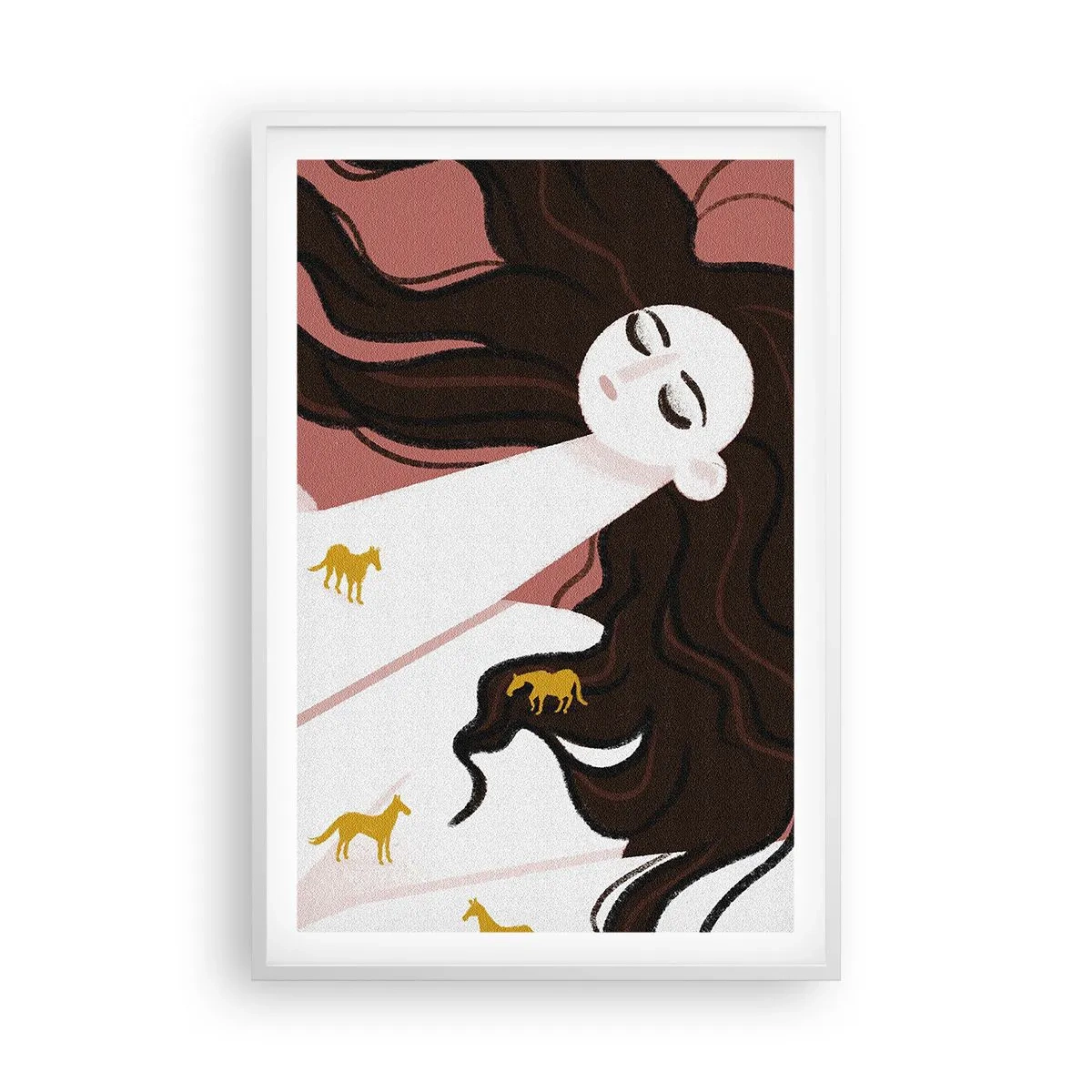 Plakat i hvid ramme - Drøm om en gylden hest - 61x91 cm
