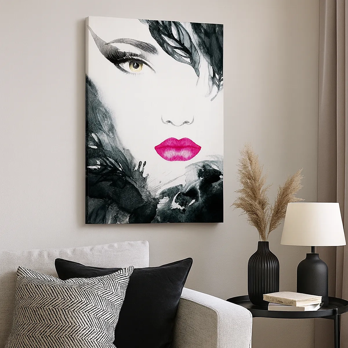 Lærredstryk - Billede på lærred - OBS! Femme fatale - 50x70 cm