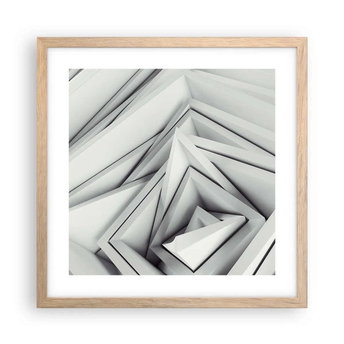 Plakat i ramme af lyst egetræ - Skarpe vinkler knopper - 40x40 cm