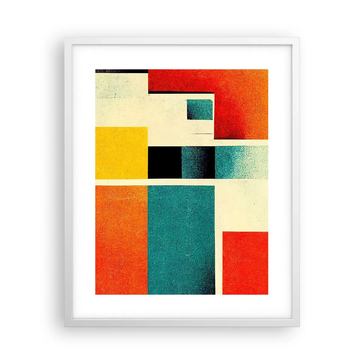 Plakat i hvid ramme - Geometrisk abstraktion - god energi - 40x50 cm