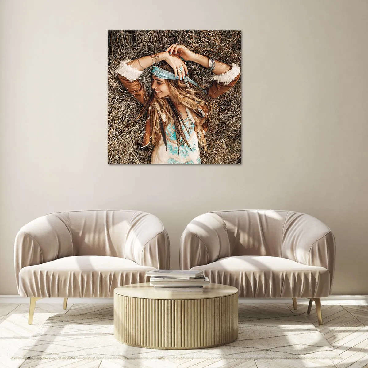 Billede på glas - På vej til kærlighedens sommer - 30x30 cm