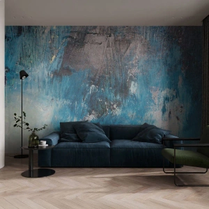 Fototapet Premium Sand - Blå rapsodi - Abstraktion, Stykke, Moderne kunst - 100x70 cm