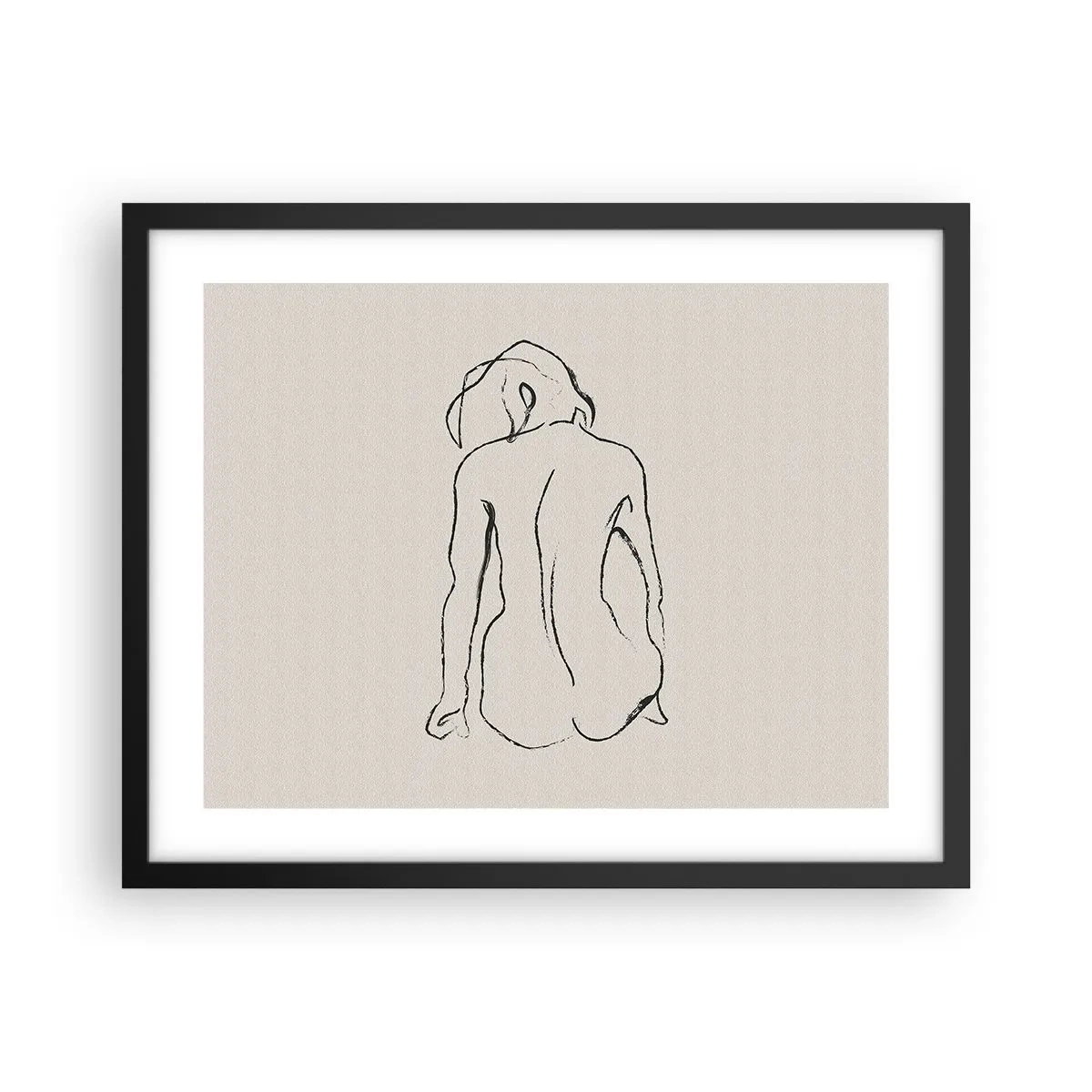 Plakat i sort ramme - Nøgen pige - 50x40 cm