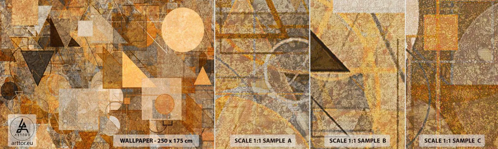 Prøve Fototapet Premium Canvas - Kubistisk bronzeundersøgelse - Abstraktion, Stykke, Moderne kunst - 100x30 cm