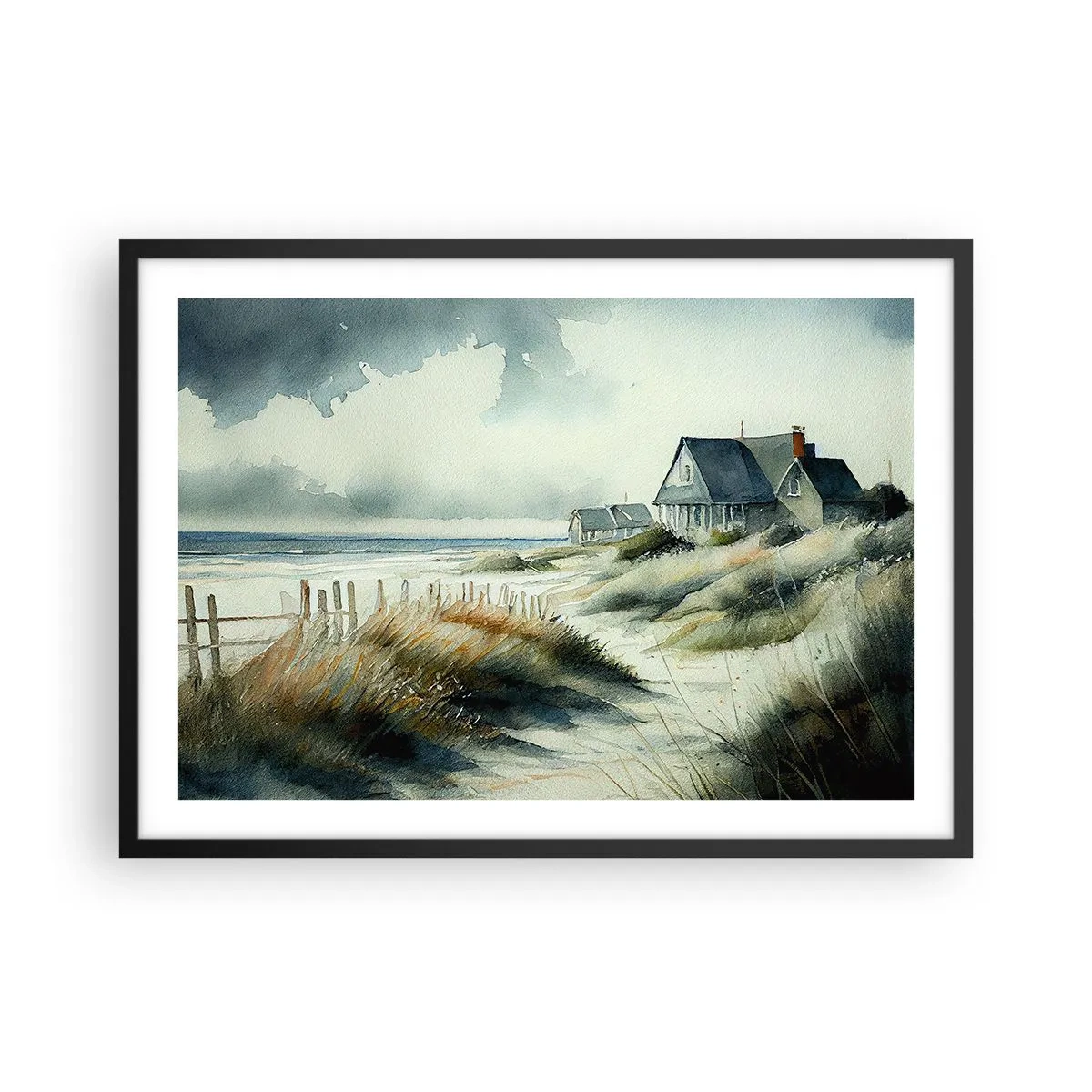 Plakat i sort ramme - Væk fra trængsel og travlhed - 70x50 cm