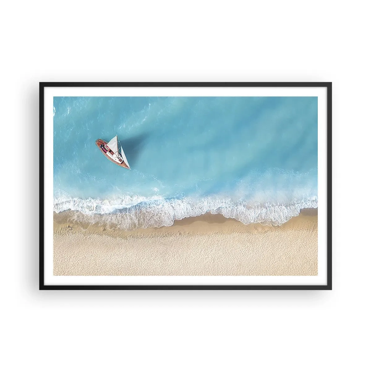 Plakat i sort ramme - På grænsen mellem blå og guld - 100x70 cm