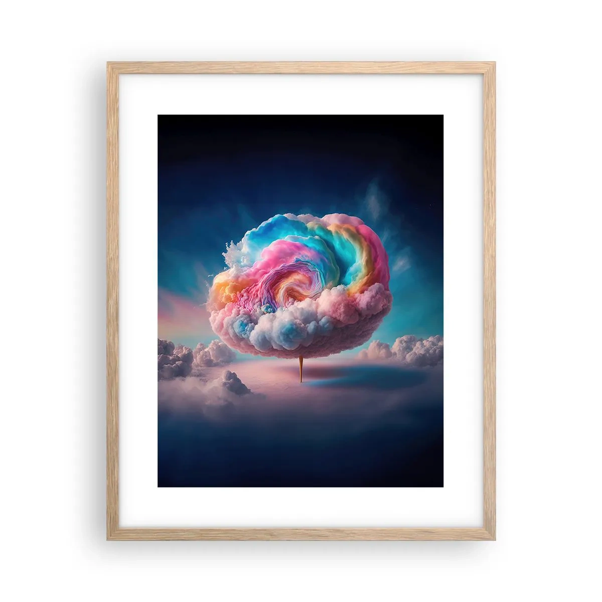 Plakat i ramme af lyst egetræ - En drøm om en forlystelsespark - 40x50 cm