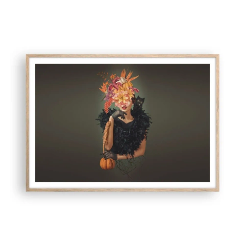 Plakat i ramme af lyst egetræ - Heksens fortryllelse - 100x70 cm