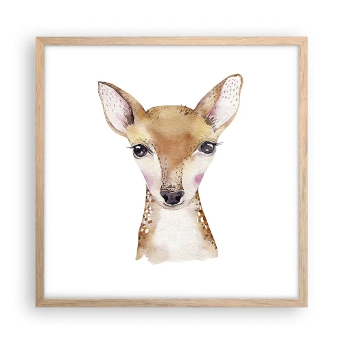 Plakat i ramme af lyst egetræ - Uskyldighedens natur - 50x50 cm