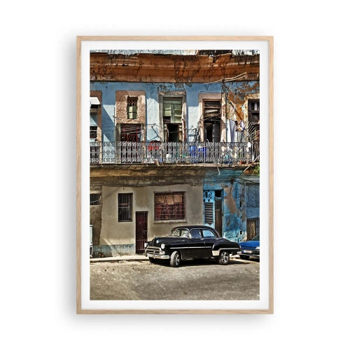 Plakat i ramme af lyst egetræ - Havana stemning - 70x100 cm