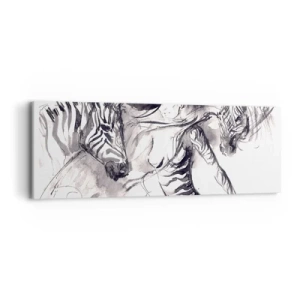 Lærredstryk - Billede på lærred - Danser med zebraer - 90x30 cm