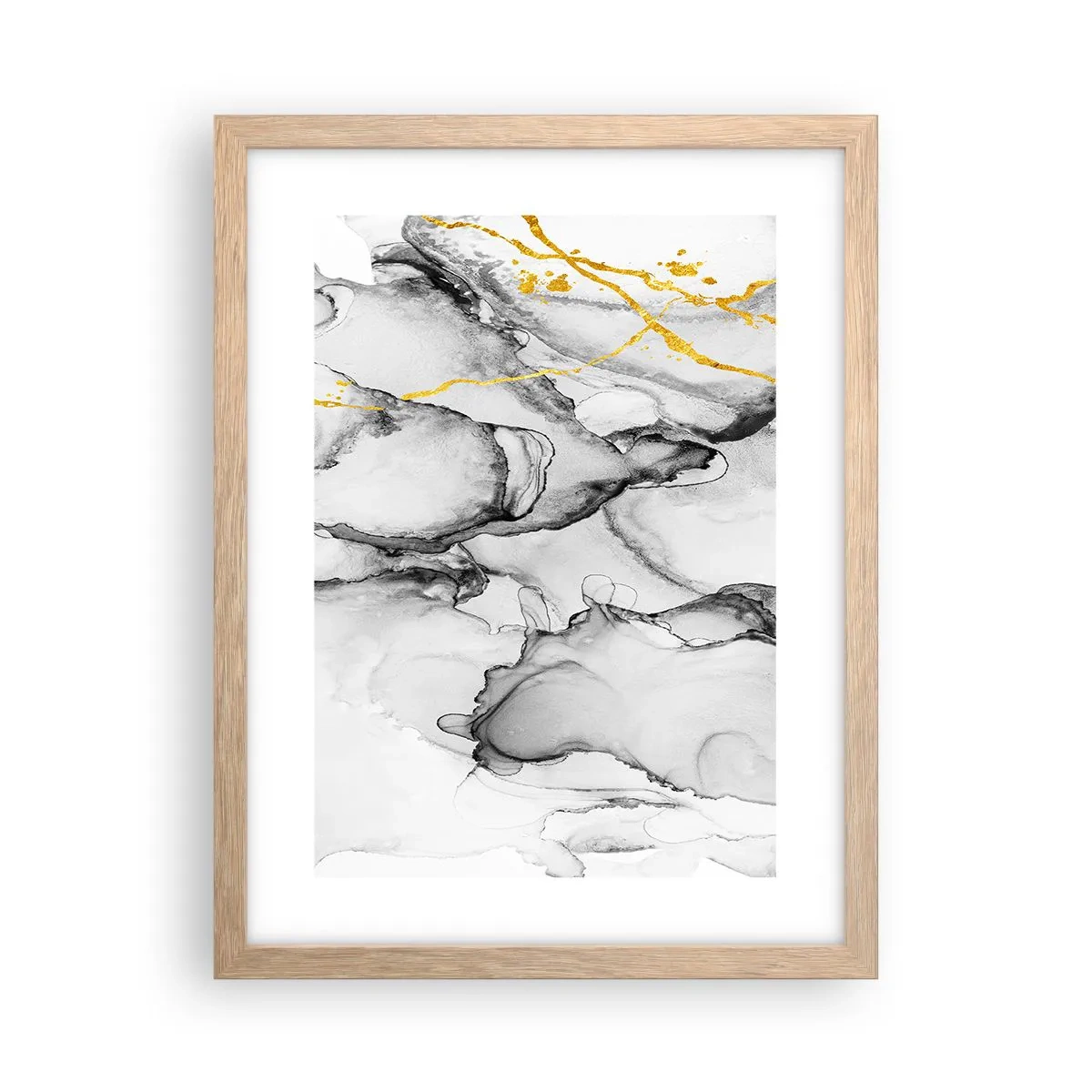 Plakat i ramme af lyst egetræ - Sammensætning med guldmotiv - 30x40 cm