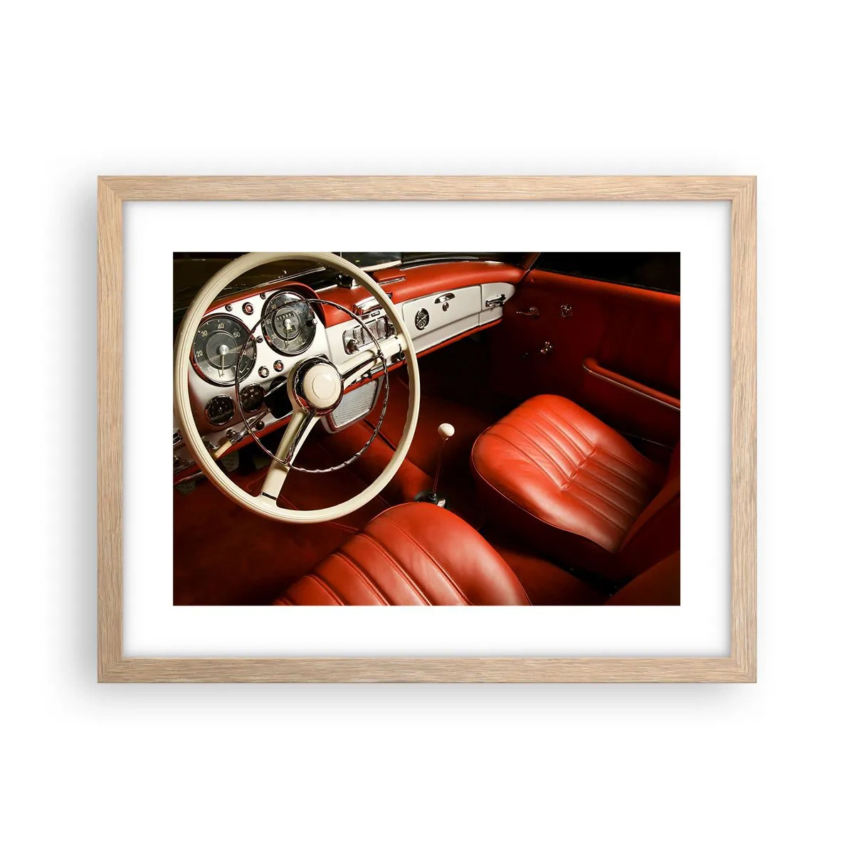 Plakat i ramme af lyst egetræ - Luksus i vintage stil - 40x30 cm