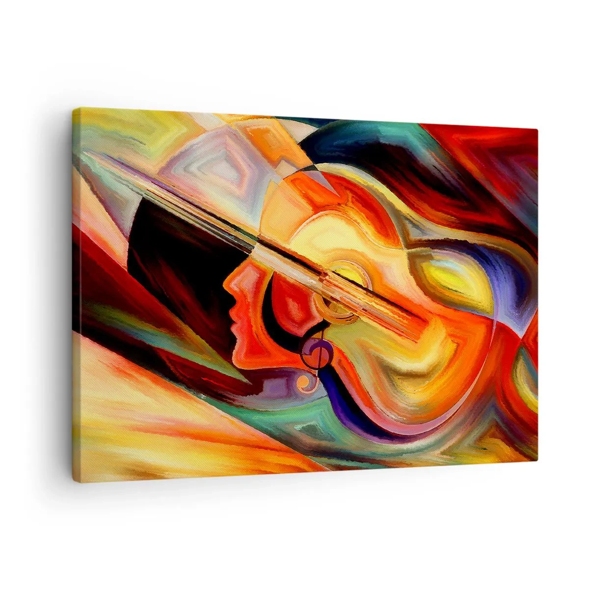 Lærredstryk - Billede på lærred - Farverig abstraktion inspireret af musik og guitar - 70x50cm - Og alt er i orden - Moderne vægdekoration til stue og soveværelse ARTTOR