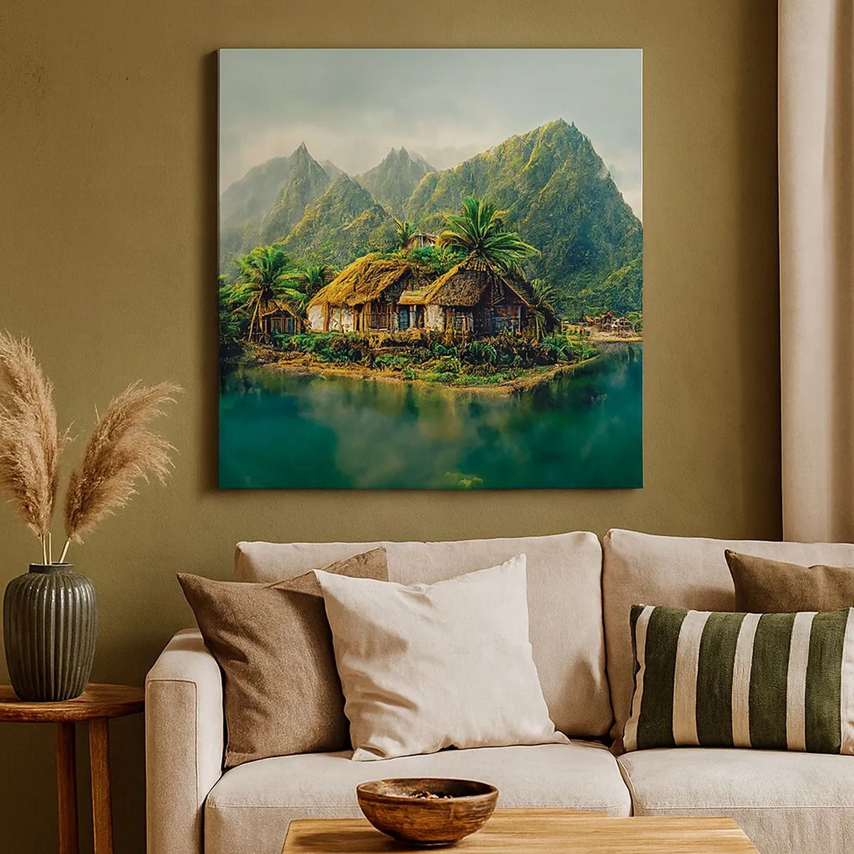 Lærredstryk - Billede på lærred - Tropisk paradis - 30x30 cm