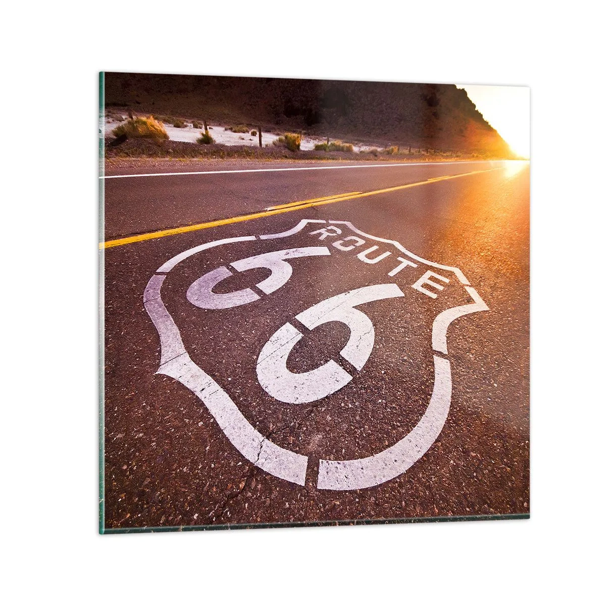 Billede på glas - Den berømte Route 66 - 40x40 cm