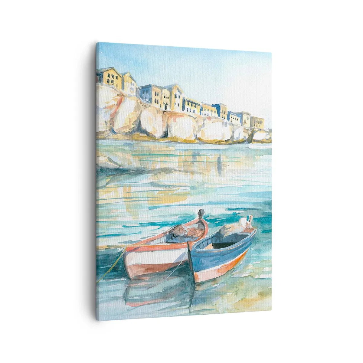 Lærredstryk - Billede på lærred - Landskab i azurblå - 50x70 cm