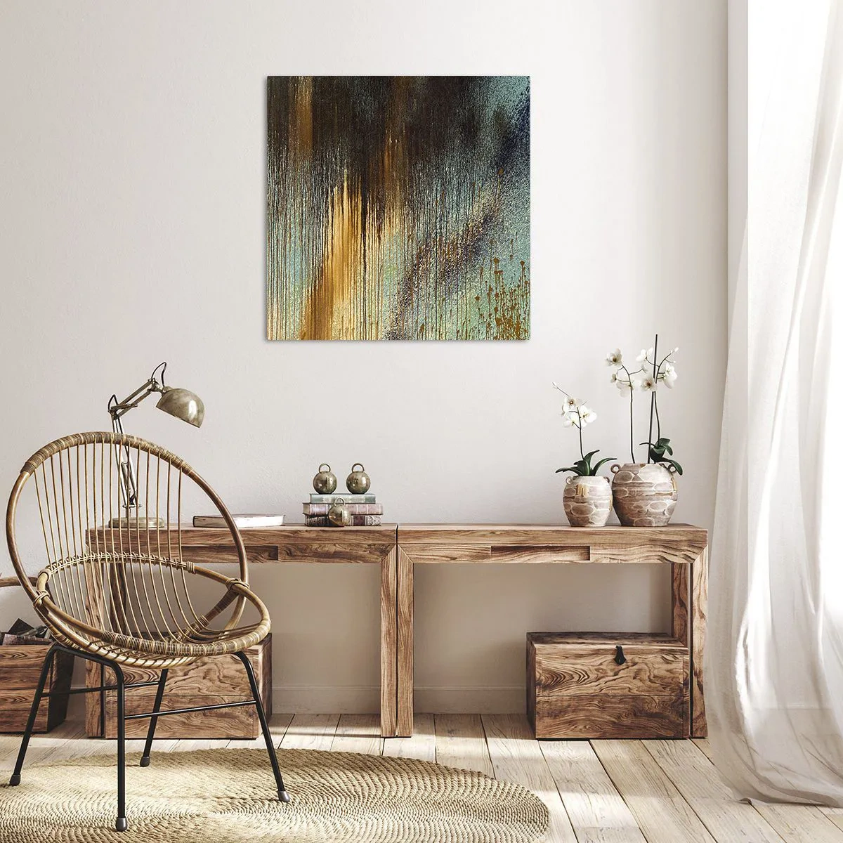 Lærredstryk - Billede på lærred - En utilsigtet farverig komposition - 30x30 cm