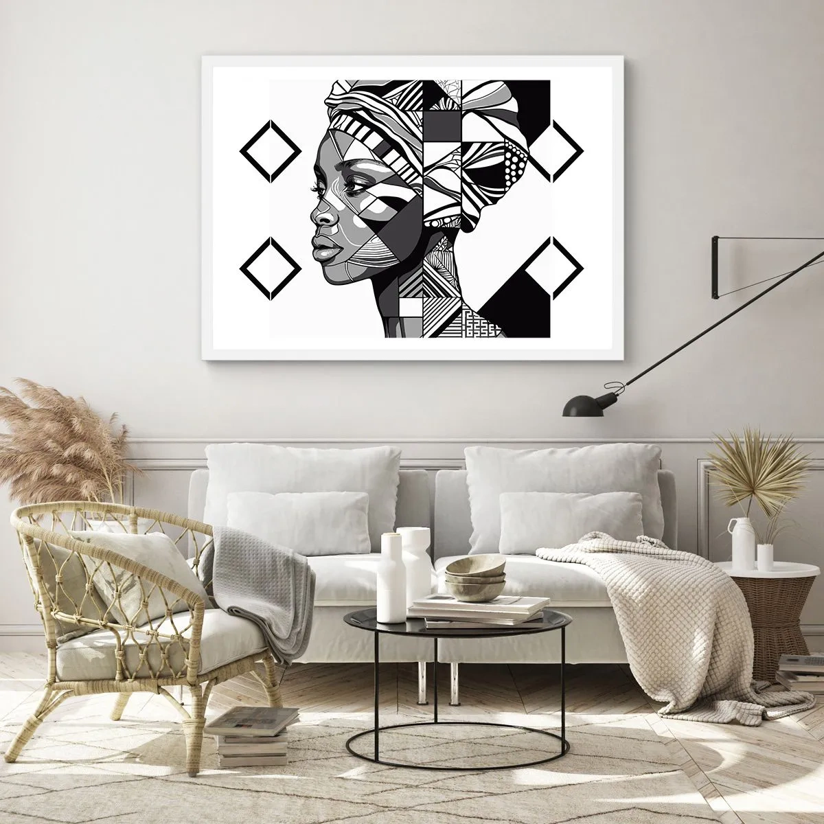 Plakat i hvid ramme - Etnisk portræt - 50x40 cm