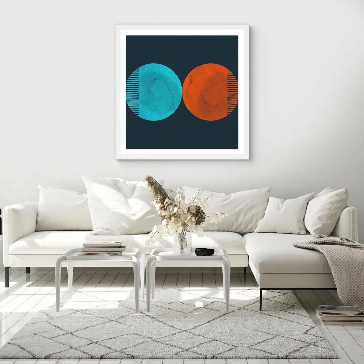 Plakat i hvid ramme - Kun geometri? - 50x50 cm