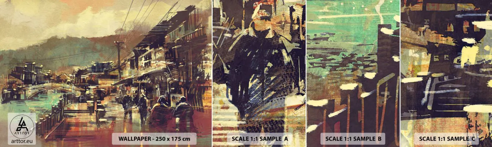 Prøve Fototapet Selvklæbende Deluxe Sticker - Livet som et væld af gråt - Landskab, Kina, Arkitektur - 100x30 cm