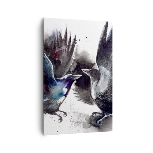 Lærredstryk - Billede på lærred - En ravn til en ravn... - 80x120 cm