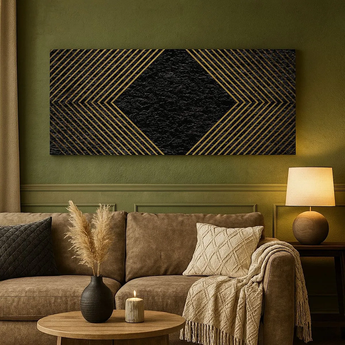Lærredstryk - Billede på lærred - Geometri i glamour-stil - 100x40 cm