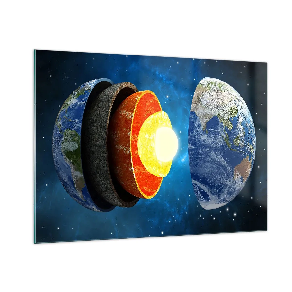 Billede på glas - Ekspedition til jordens indre - 100x70 cm