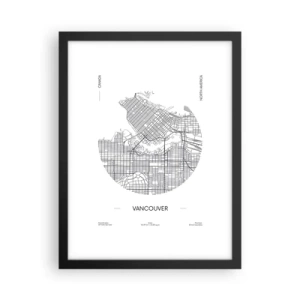 Plakat i sort ramme - Anatomi af Vacouver - 30x40 cm