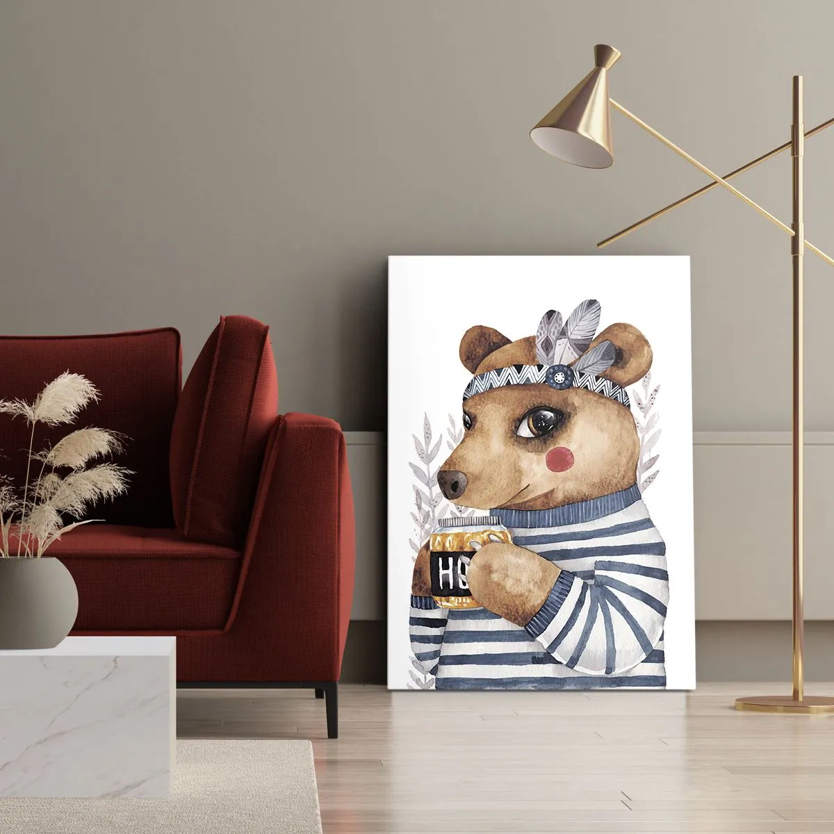 Lærredstryk - Billede på lærred - Søde bjørn - 50x70 cm
